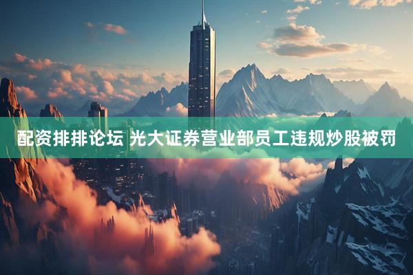 配资排排论坛 光大证券营业部员工违规炒股被罚